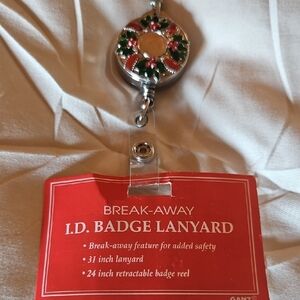 GANZ Festive Wreath ID Badge Lanyard